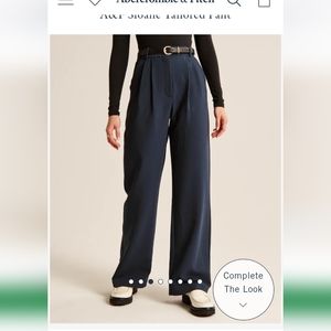 Abercrombie Navy Sloane Tailored Wide Leg Trouser 36 long NWT